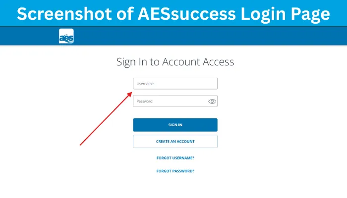 Screenshot of AESsuccess Login Page